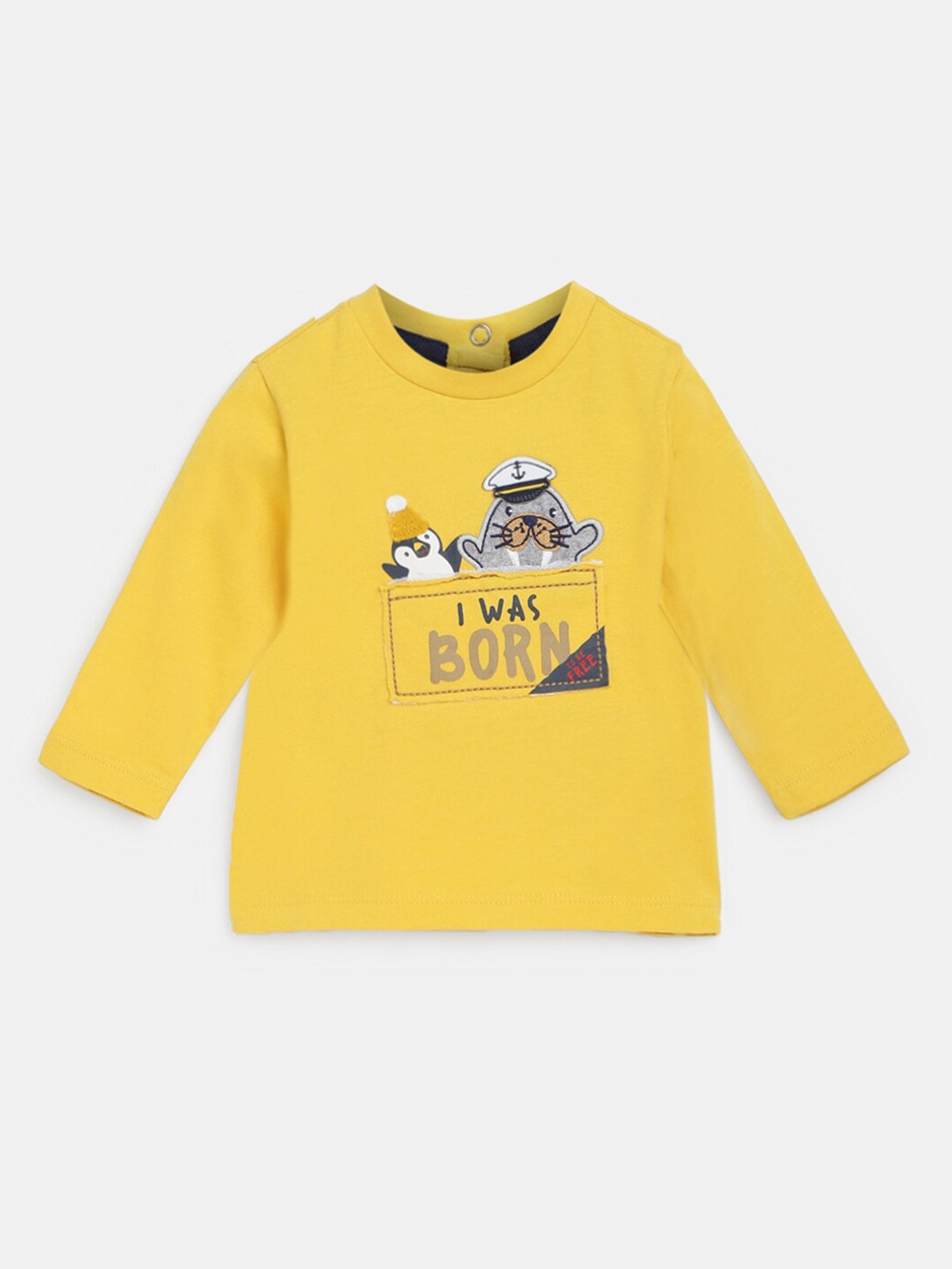 

Chicco Boys Typography Embroidered Regular Fit Cotton T-shirt, Yellow