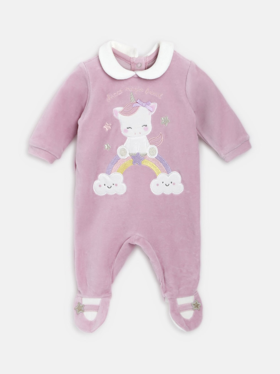 

Chicco Infant Girls Applique Detail Sleepsuit, Mauve