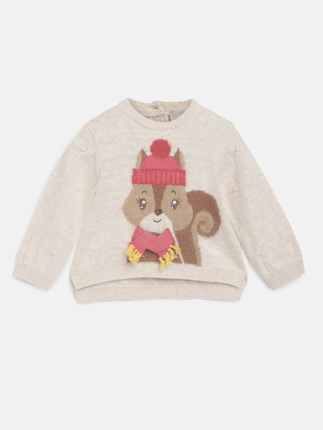 

Chicco Girls Graphic Self Design Cotton Pullover, Beige