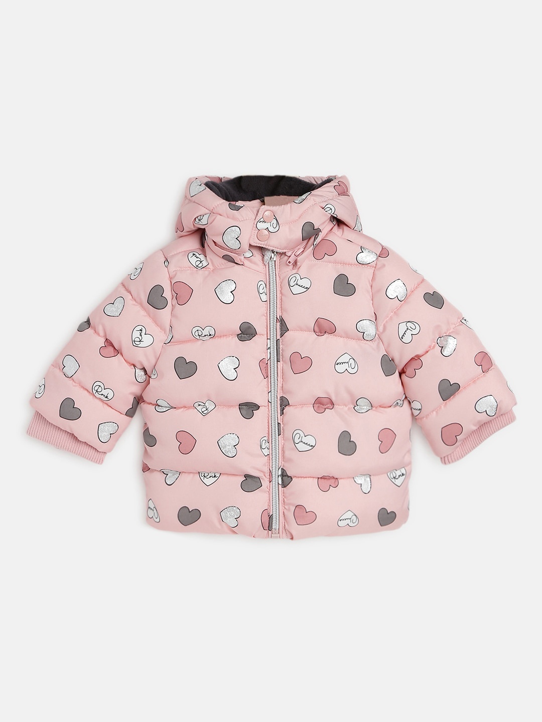 Chicco Girls Printed Detachable Hooded Padded Jacket, Pink