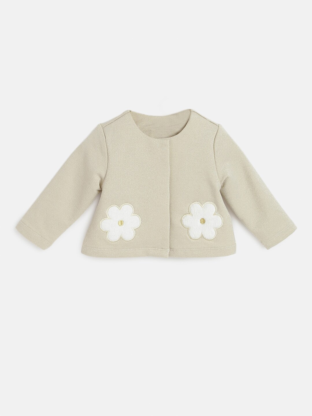 

Chicco Infant Girls Floral Applique Detail Cotton Regular Top, Beige
