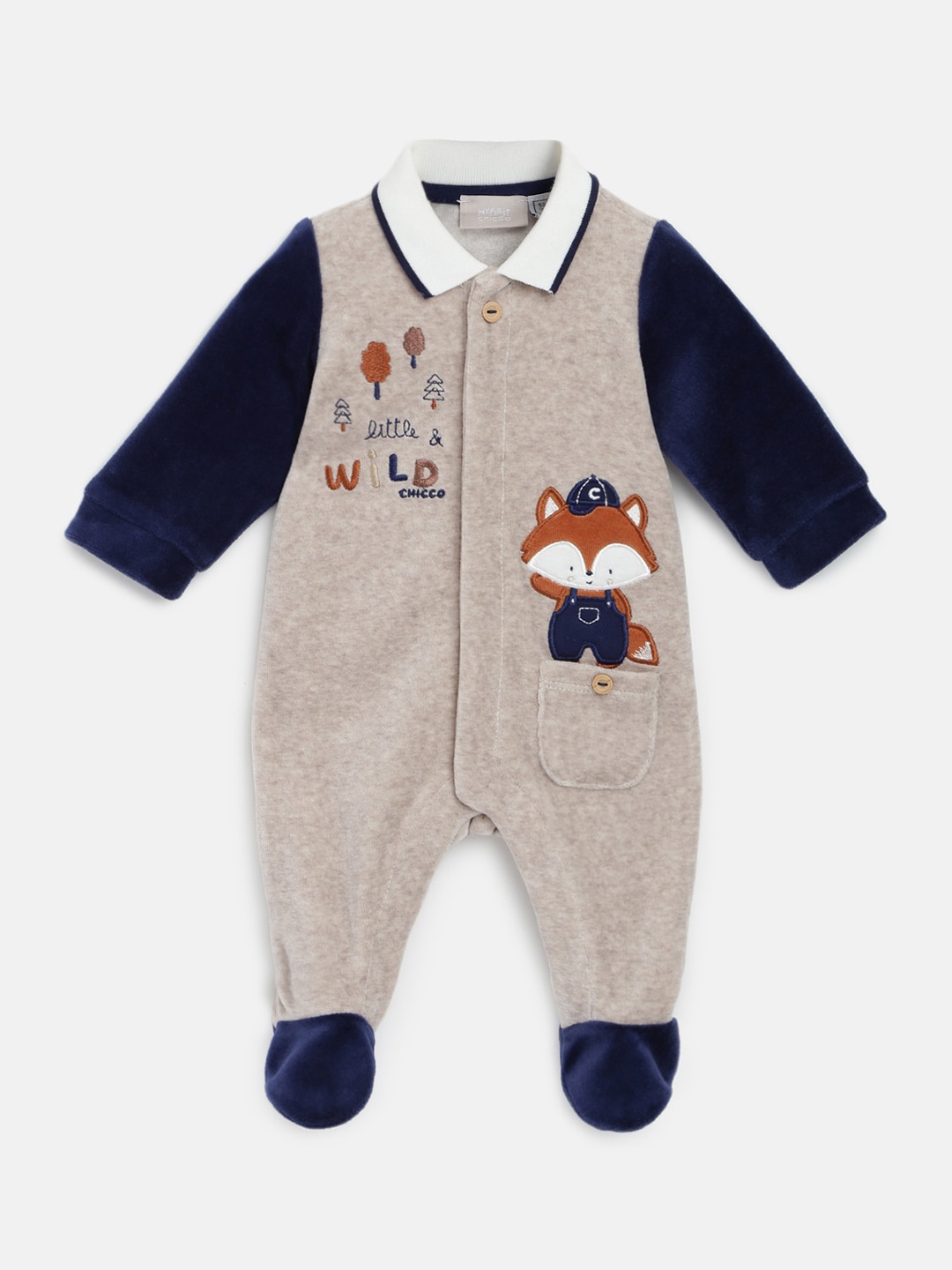 

Chicco Infant Boys Applique Sleepsuit, Beige