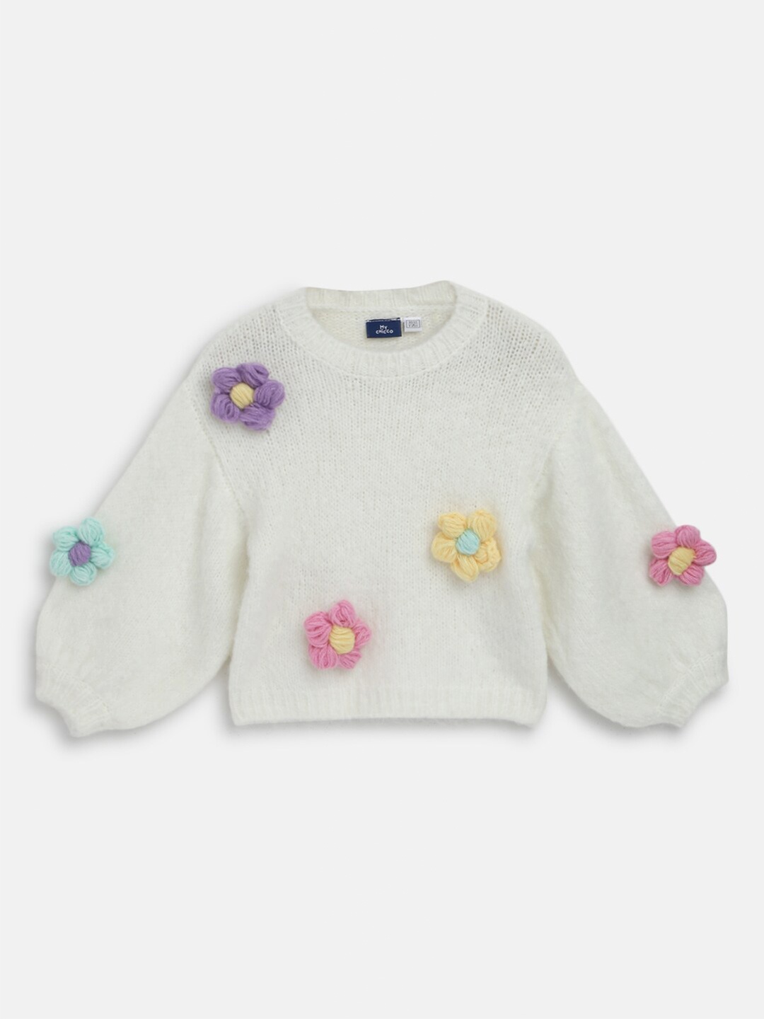 

Chicco Girls Floral Applique Acrylic Pullover, White