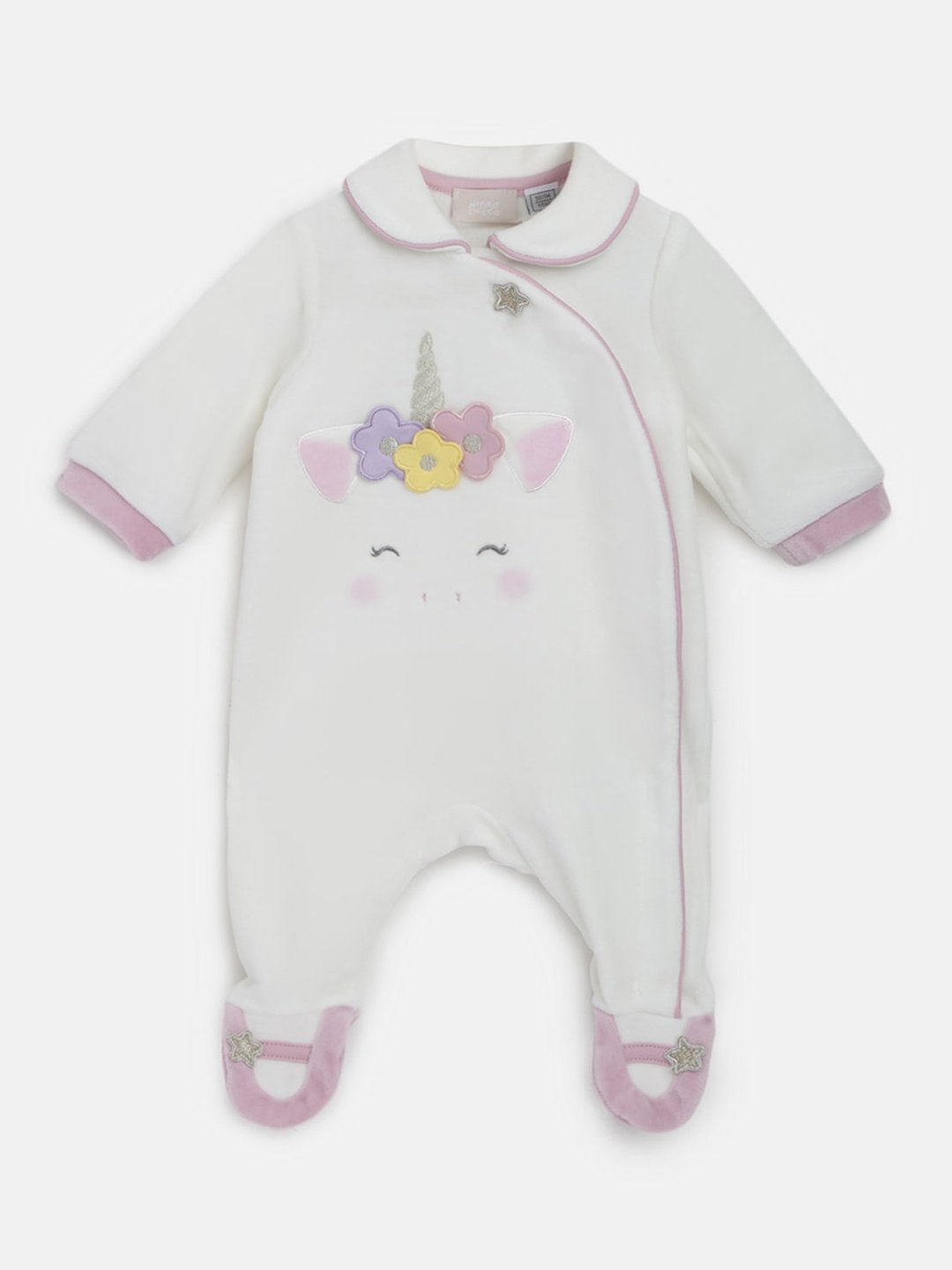 

Chicco Infant Girls Applique Sleepsuit, White
