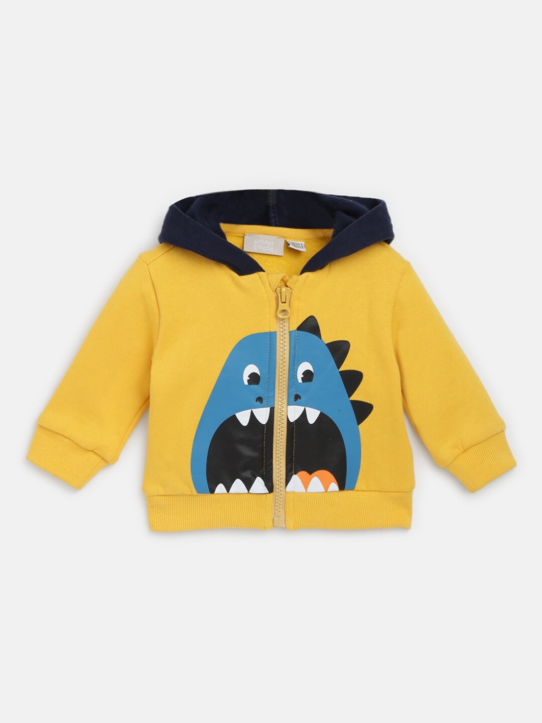 

Chicco Boys Graphic Printed Hooded Ribbed Cotton Sweater, Yellow