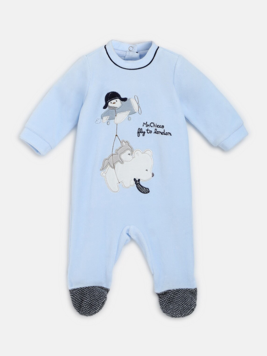 

Chicco Infant Boys Embroidered Sleepsuit with Applique Detail, Blue