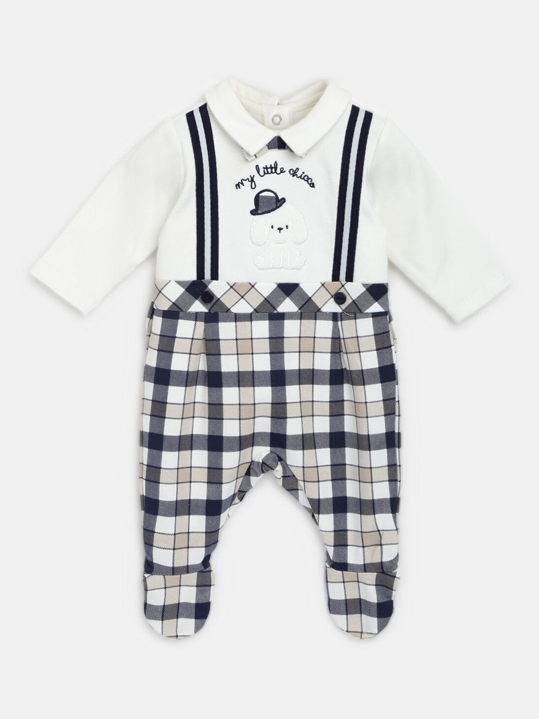 

Chicco Infant Boys Checked Sleepsuit, White