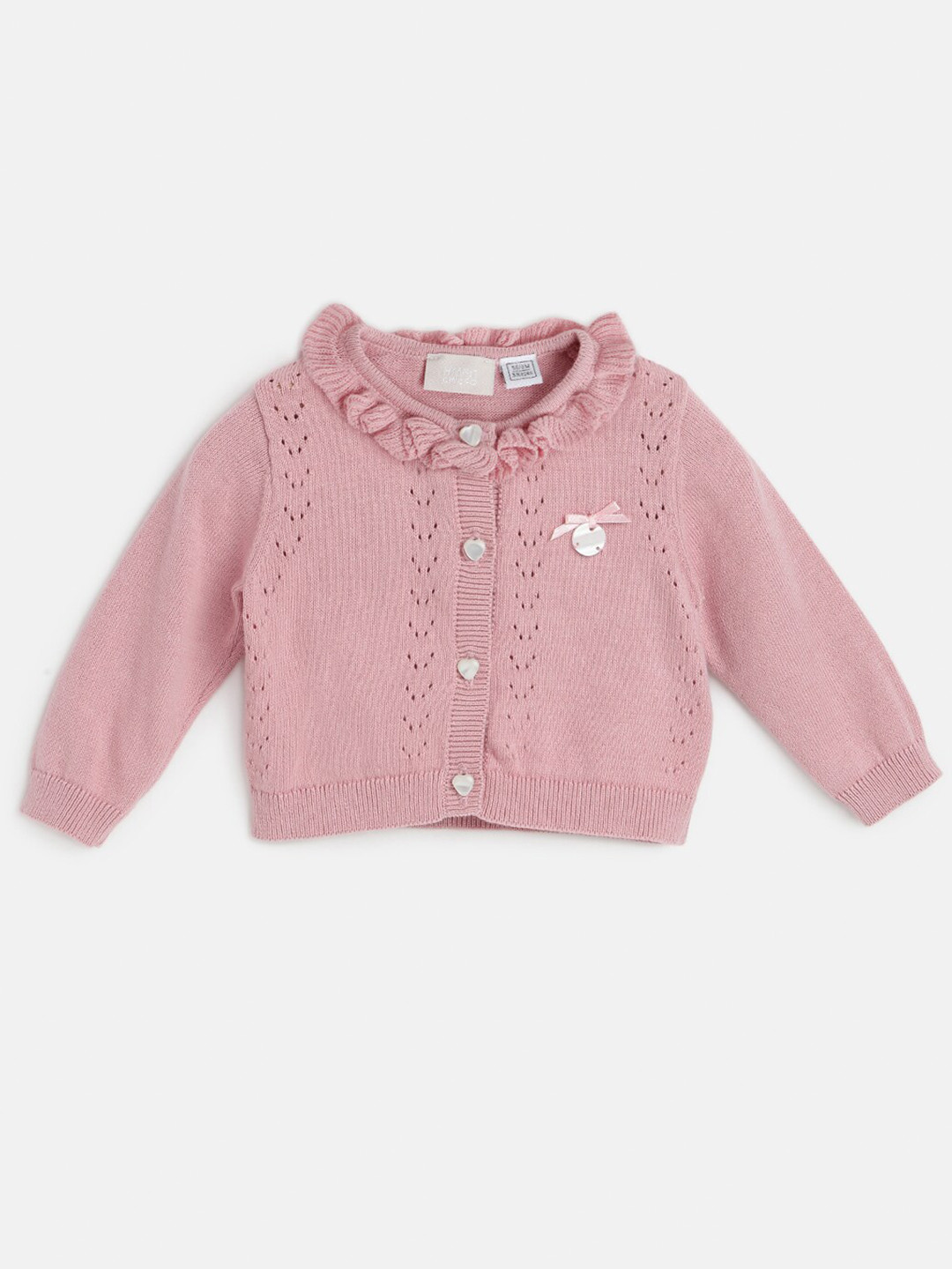 

Chicco Girls Self Designed Ribbed Cotton Cardigan, Pink