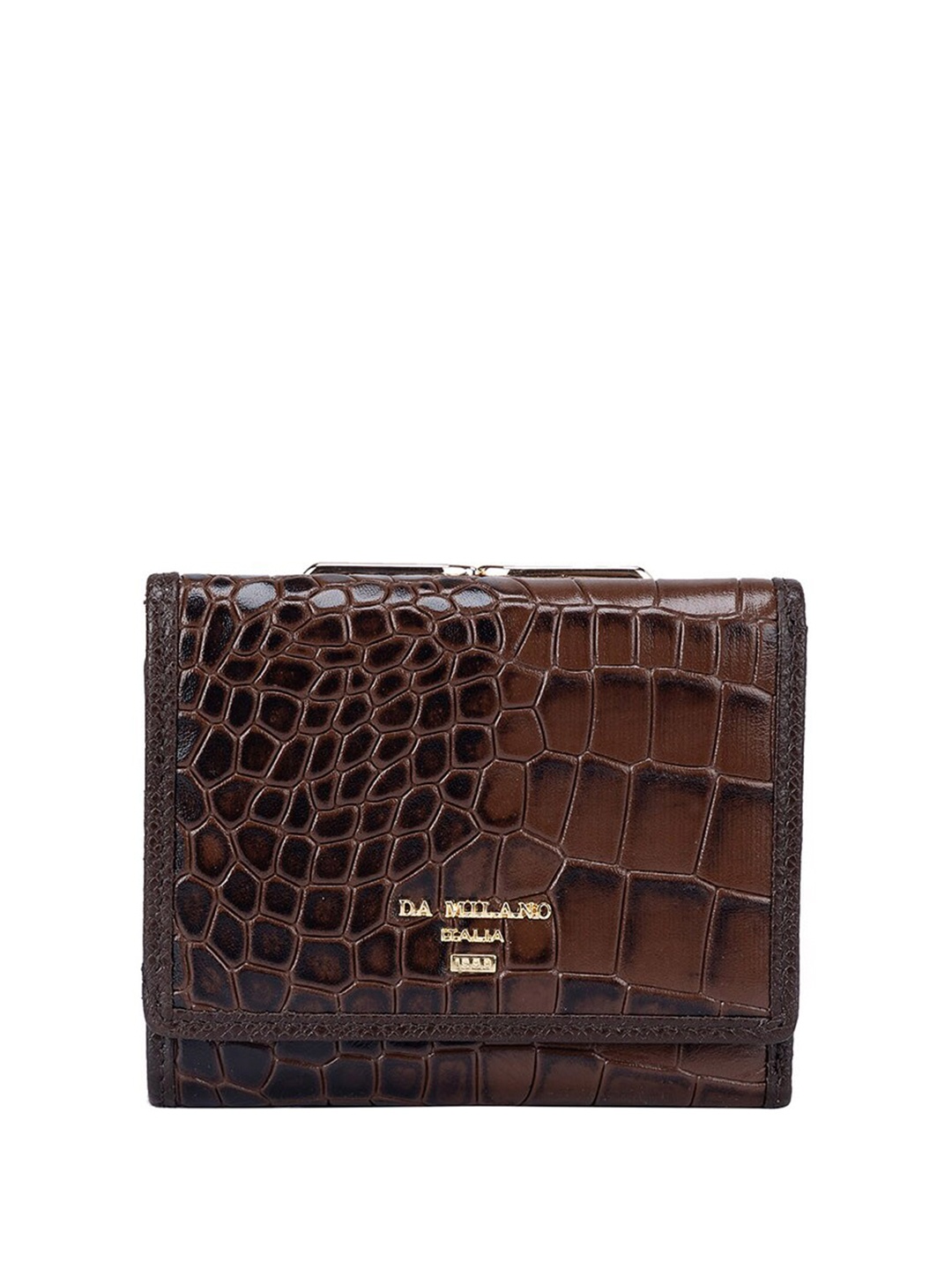 

Da Milano Women Brown & Black Textured Leather Three Fold Wallet