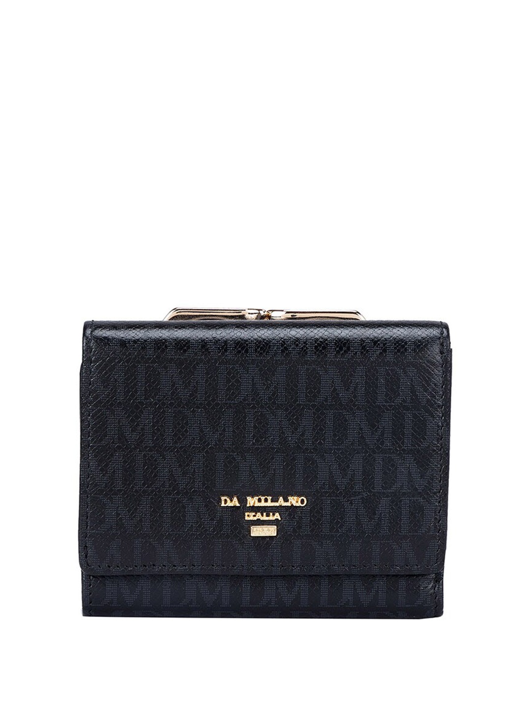

Da Milano Women Brown & Gold-Toned Textured Leather Two Fold Wallet