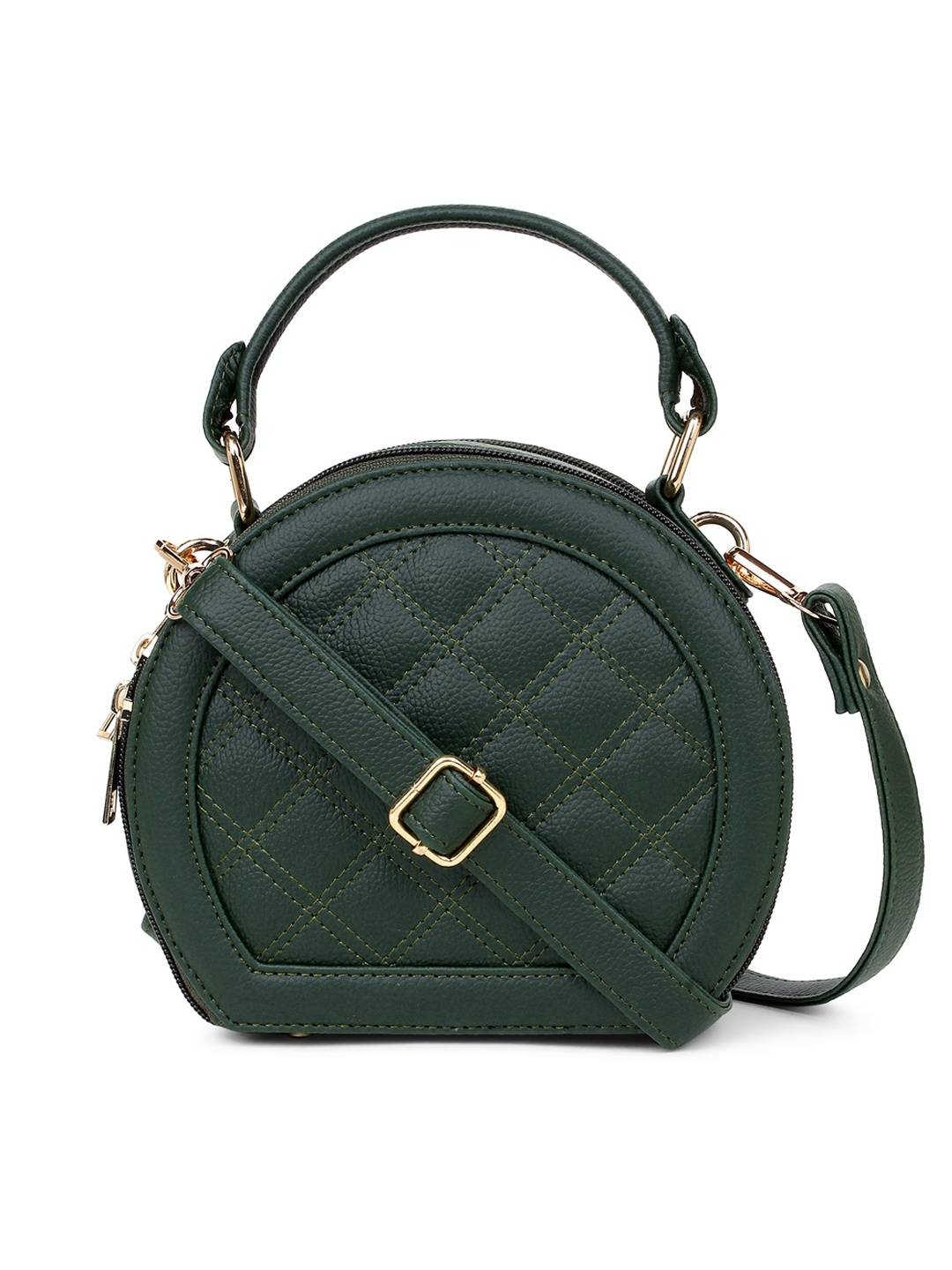 

LEGAL BRIBE Structured Sling Bag With Quilted, Green