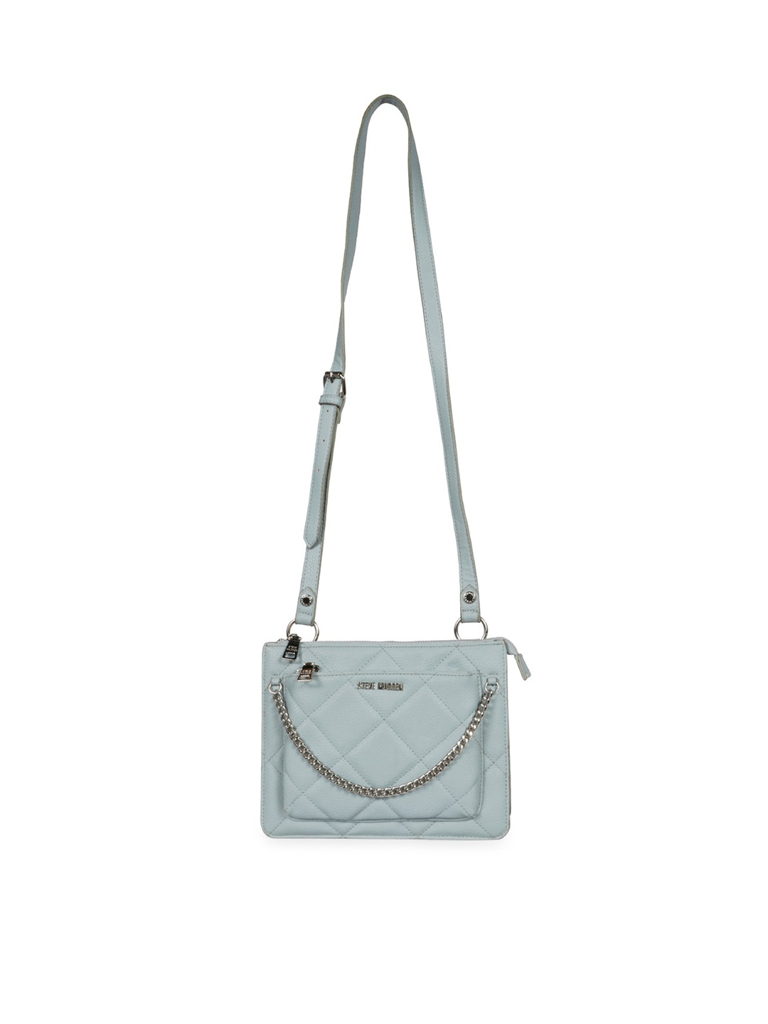 

Saint G Textured Leather Structured Sling Bag With Quilted, Grey