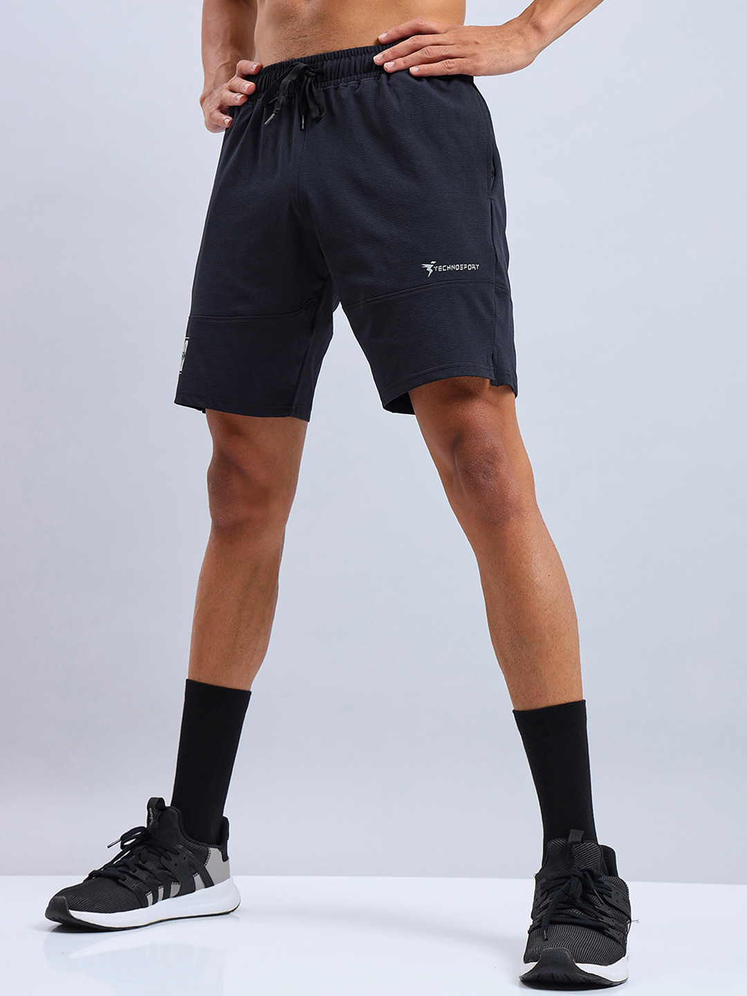

Technosport Men Mid-Rise Slim Fit Sports Shorts With Antimicrobial Technology, Navy blue