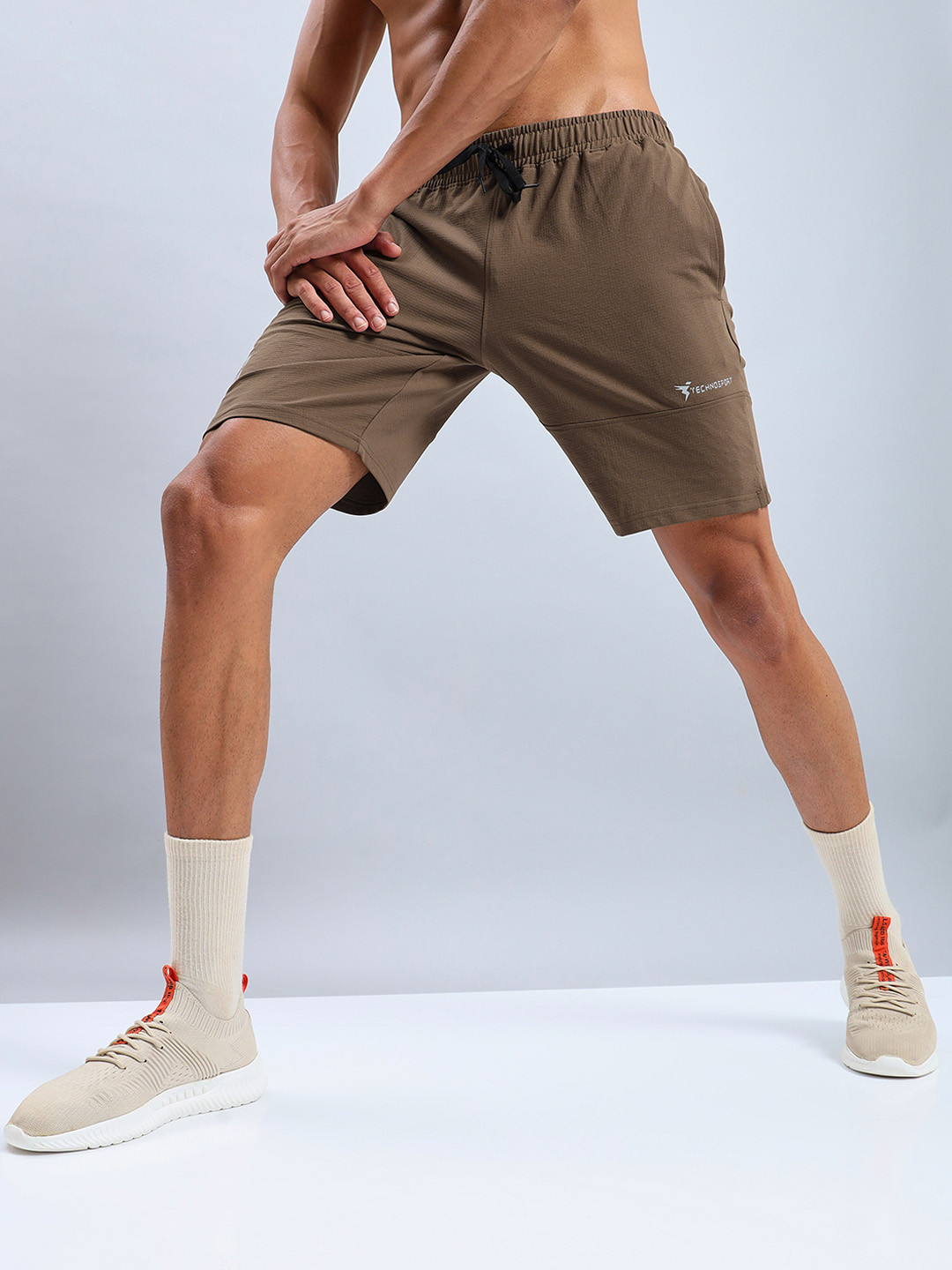 

Technosport Men Mid-Rise Slim Fit Sports Shorts With Antimicrobial Technology, Olive