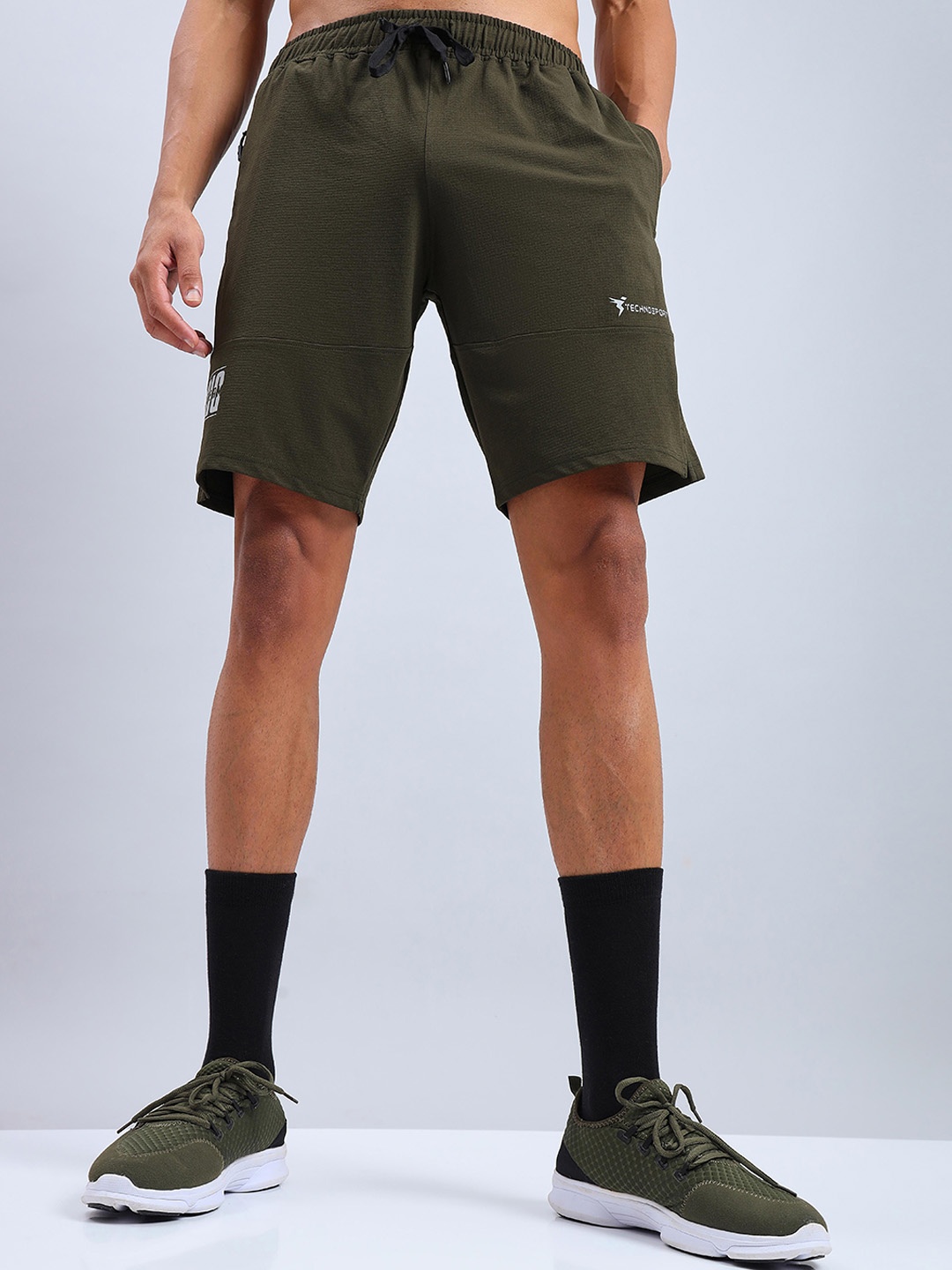 

Technosport Men Mid-Rise Slim Fit Sports Shorts With Antimicrobial Technology, Green