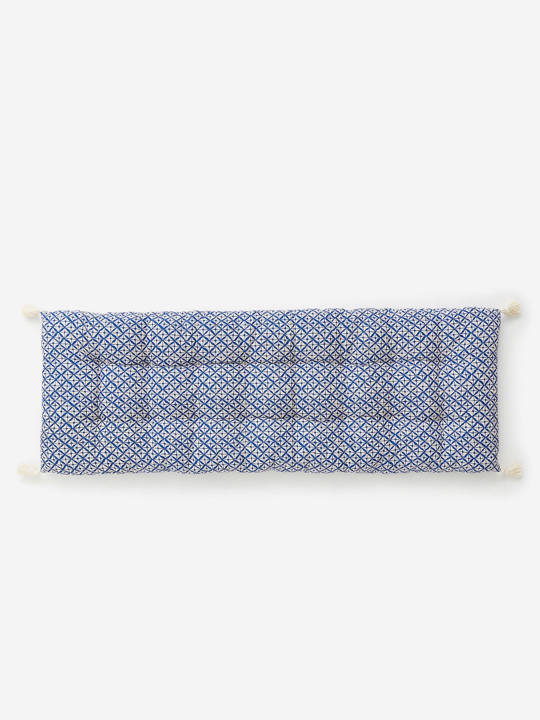 

H&M Blue & Beige Rectangular Tasselled Cushion