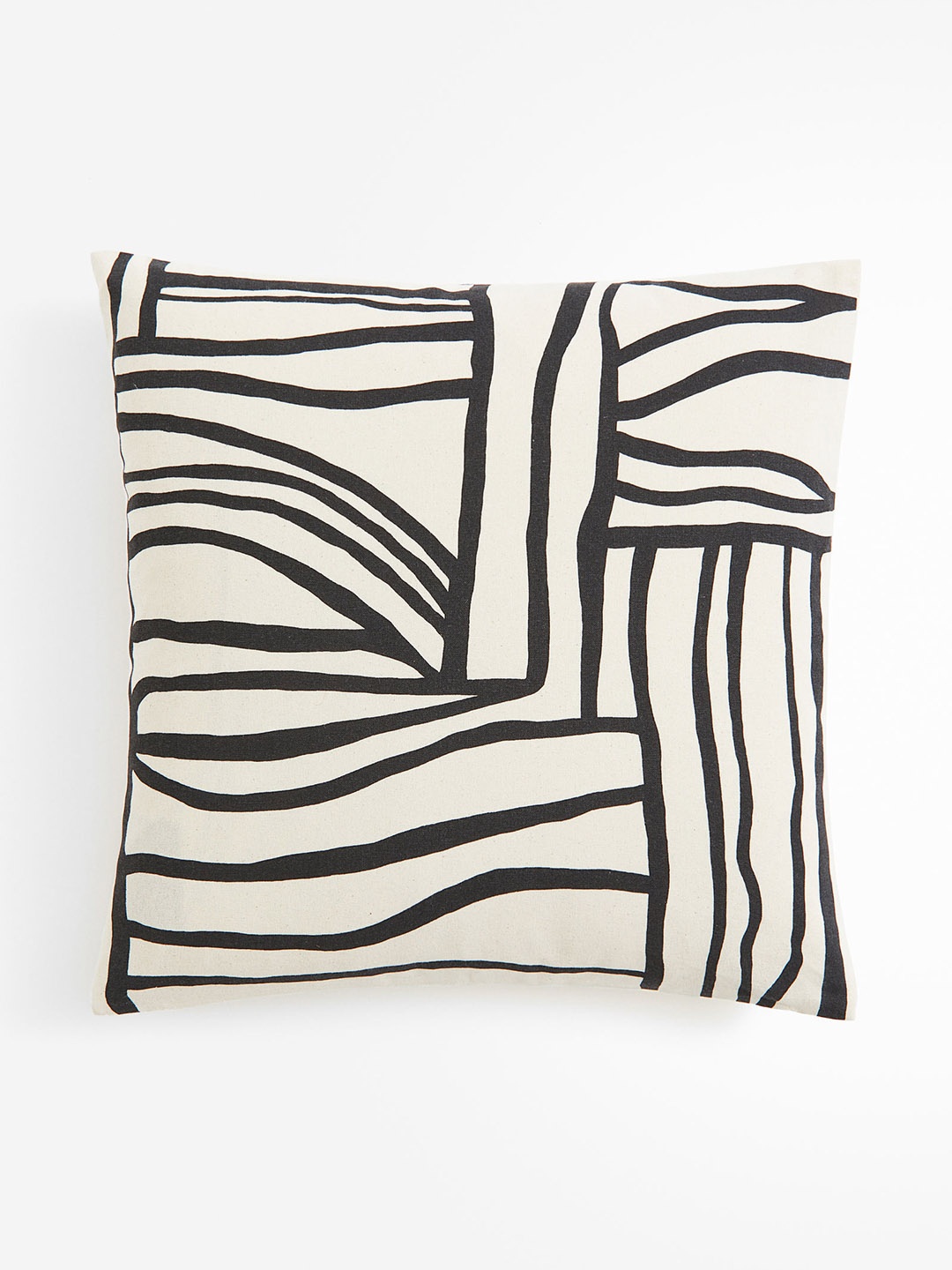 

H&M Off-White & Black Patterned Cushion Cover