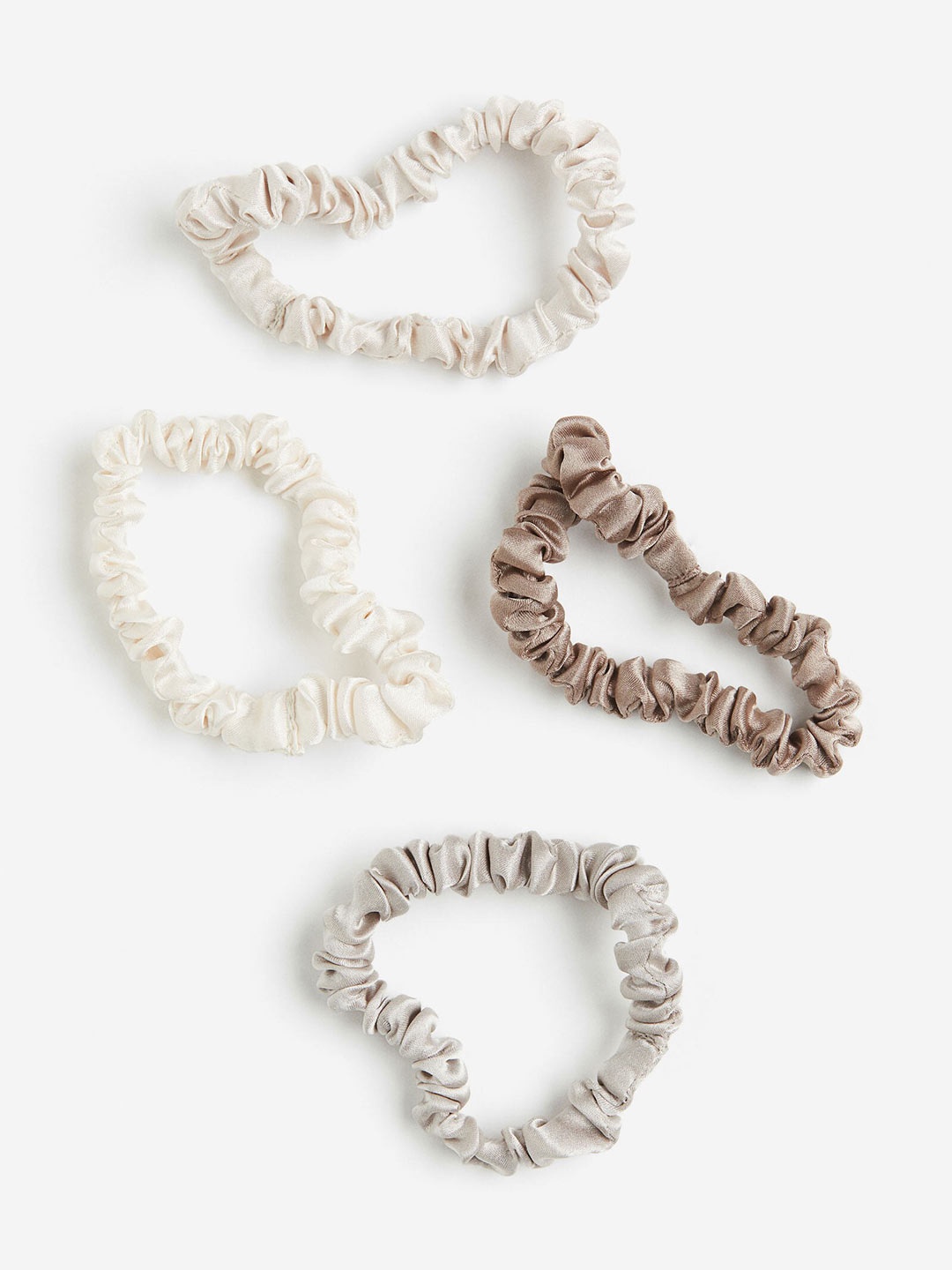 

H&M 4-Pack Silk Scrunchies, Beige