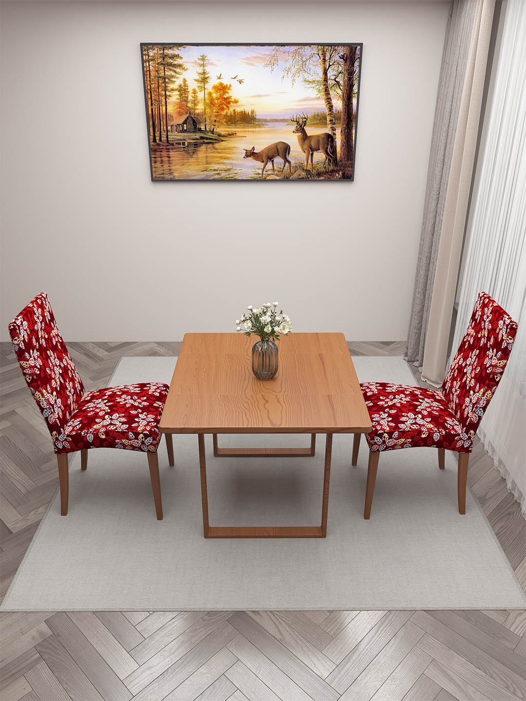 

DREAM CARE Red & Blue 2 Pieces Printed Chair Covers