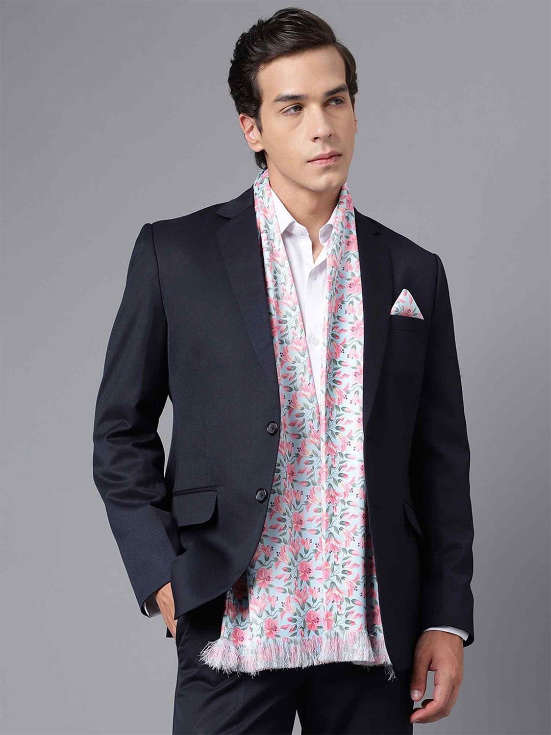 

Tossido Printed Satin Stole & Pocket Square, Green