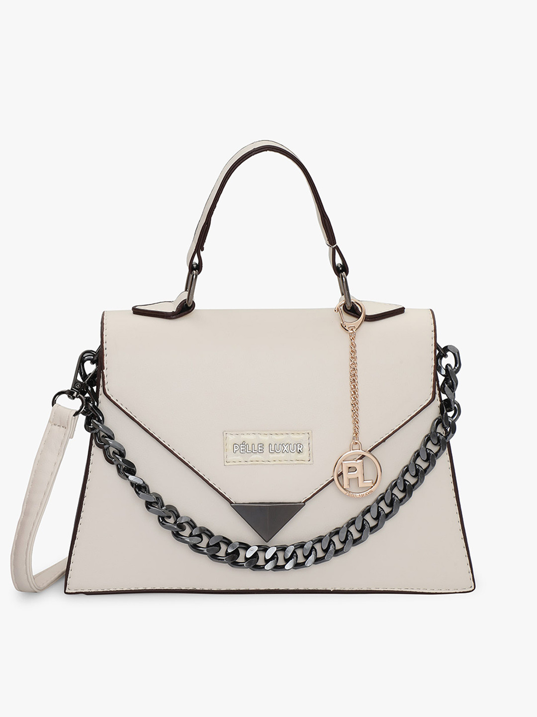 

PELLE LUXUR PU Structured Satchel Bag, Brown