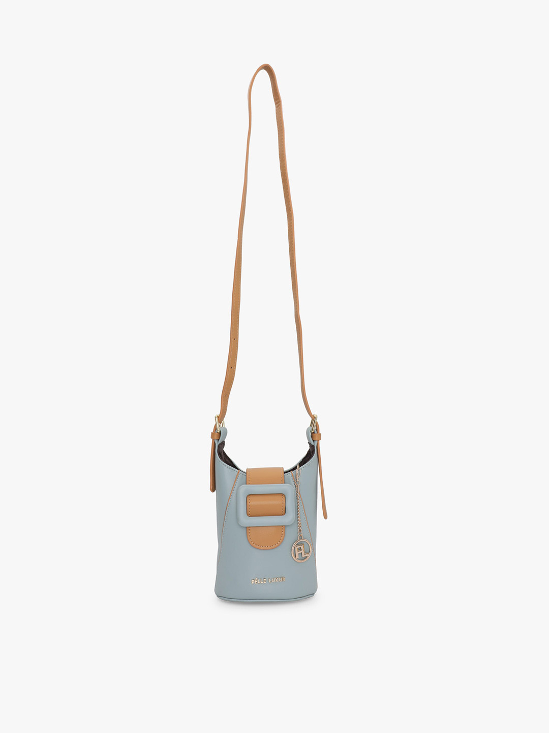 

PELLE LUXUR Colourblocked Structured Sling Bag, Blue