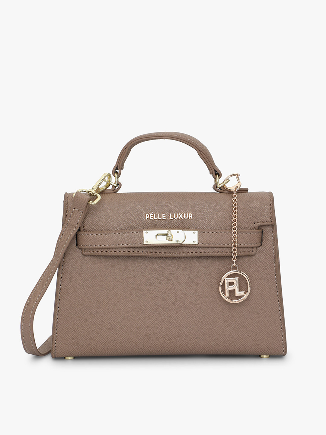 

PELLE LUXUR Structured Satchel With One Handle, Brown