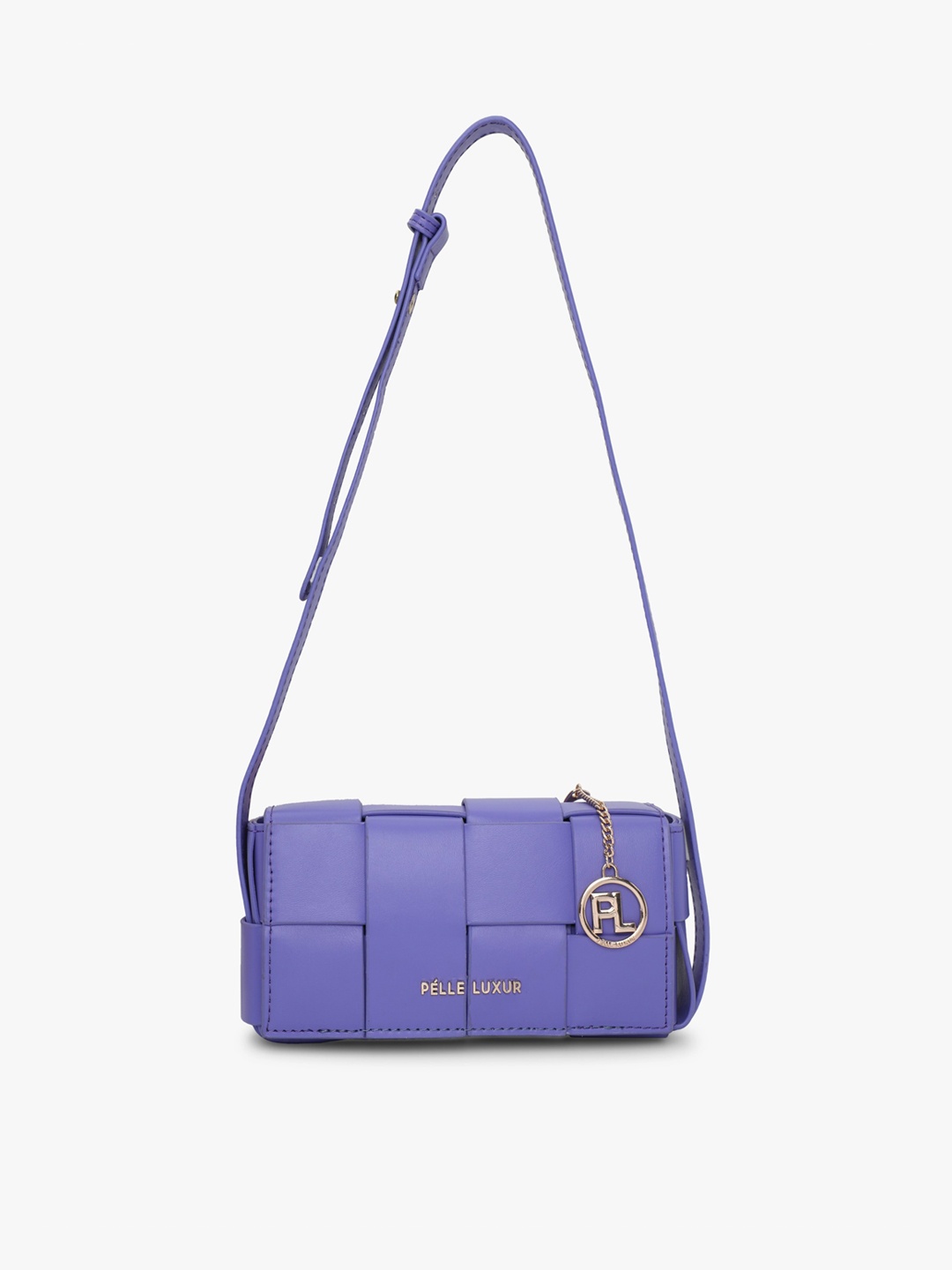 

PELLE LUXUR Textured Structured Sling Bag, Purple