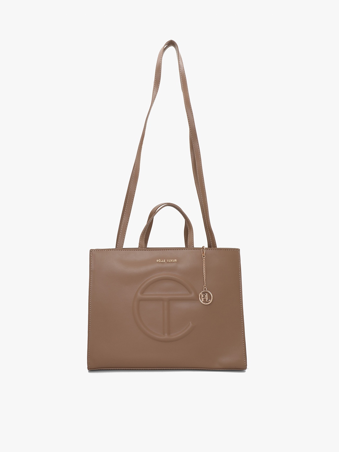 

PELLE LUXUR Textured Structured Handheld Bag, Brown