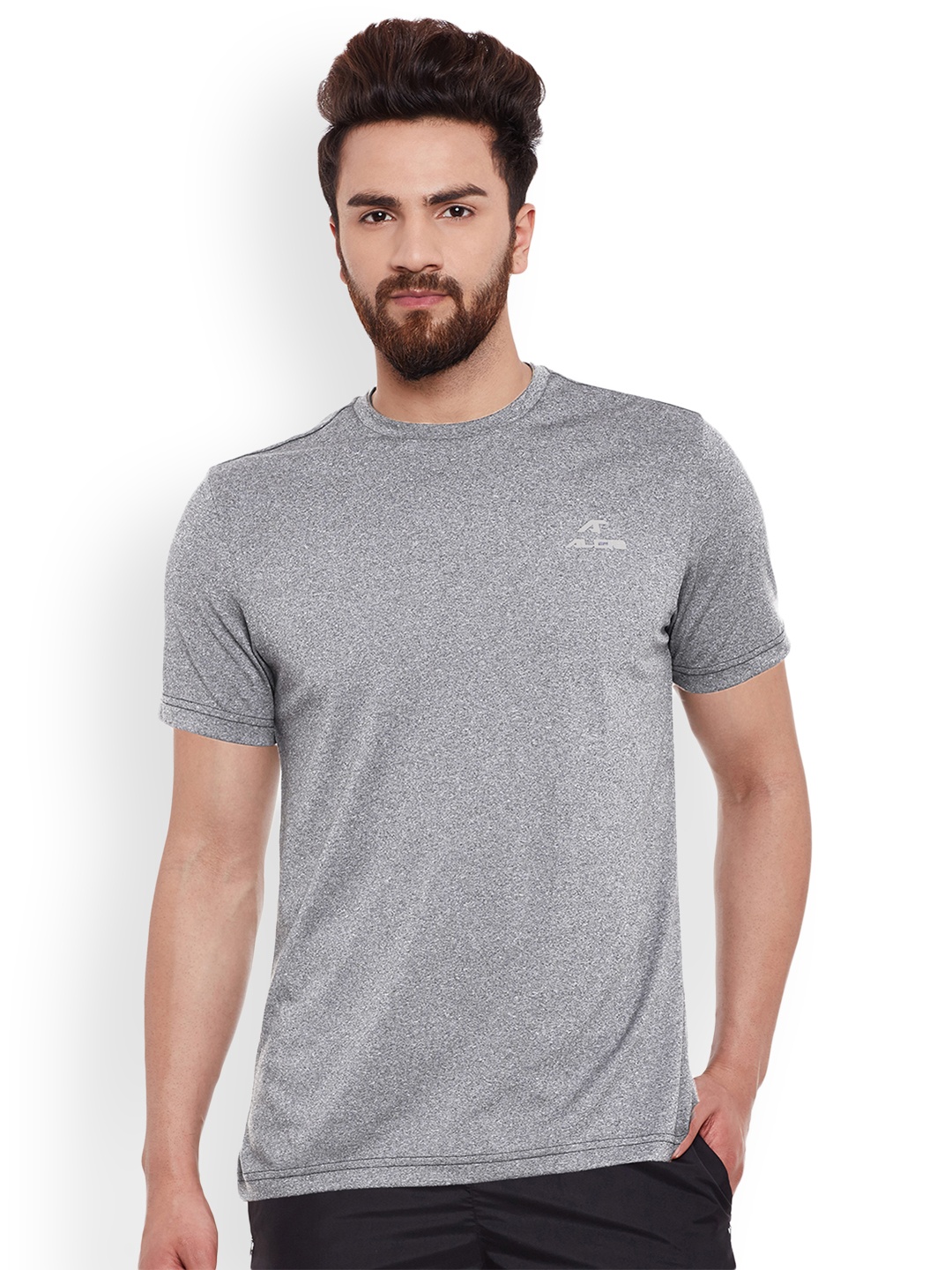 

Alcis Men Grey Self-Design Round Neck T-shirt