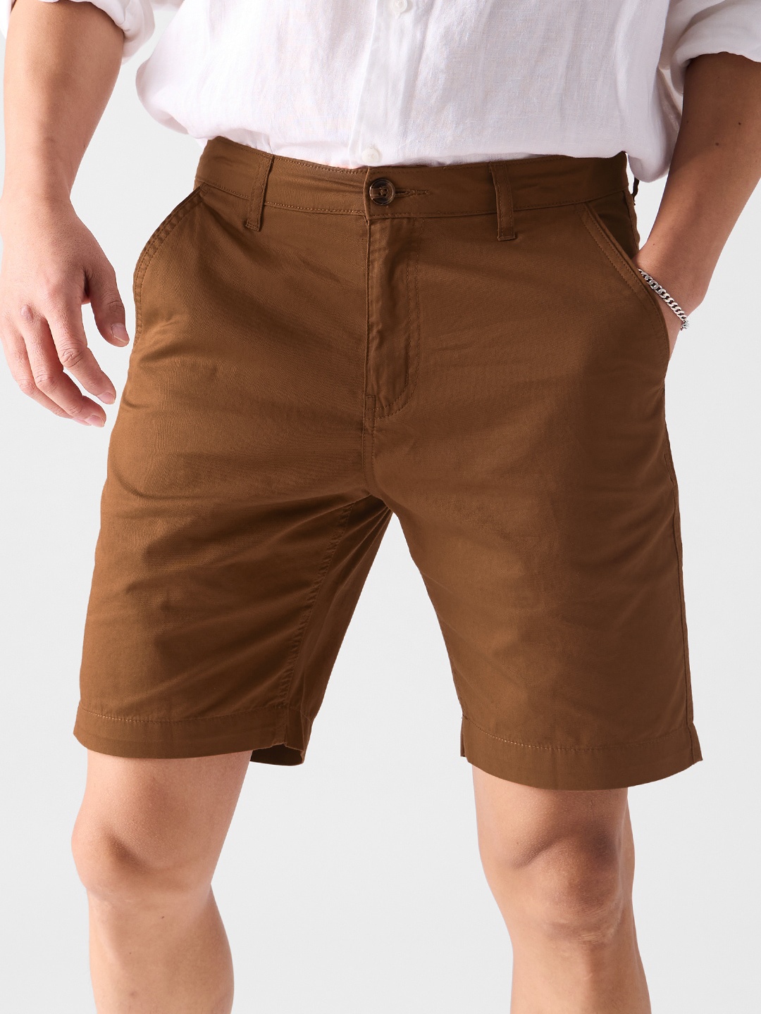 

The Souled Store Men Mid-Rise Chino Shorts, Rust