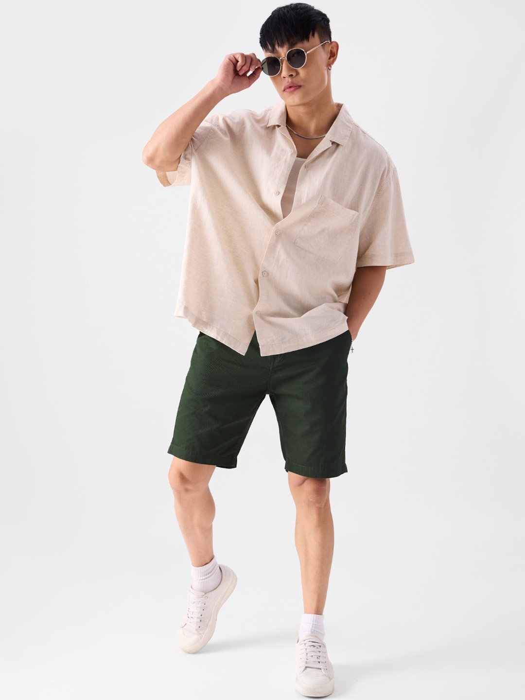 

The Souled Store Men Mid-Rise Chino Shorts, Olive