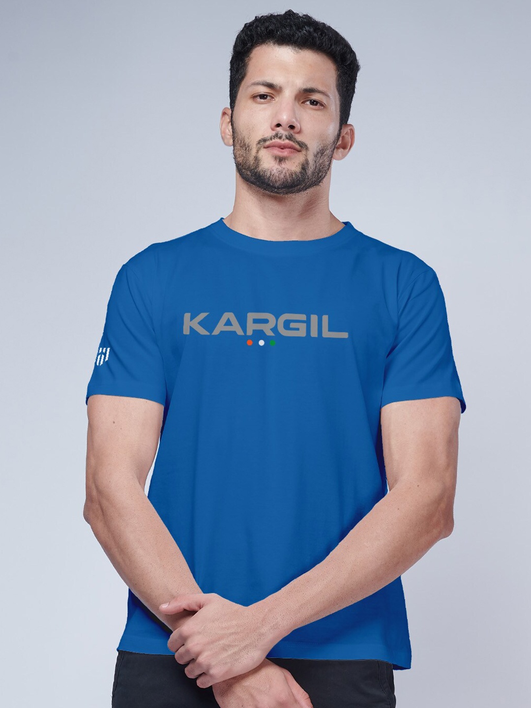 

Aero Armour Typography Printed Pure Cotton T-Shirt, Blue