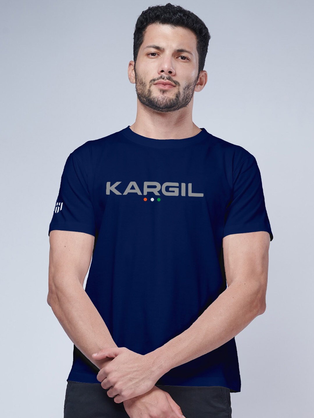 

Aero Armour Typography Printed Pure Cotton T-Shirt, Navy blue