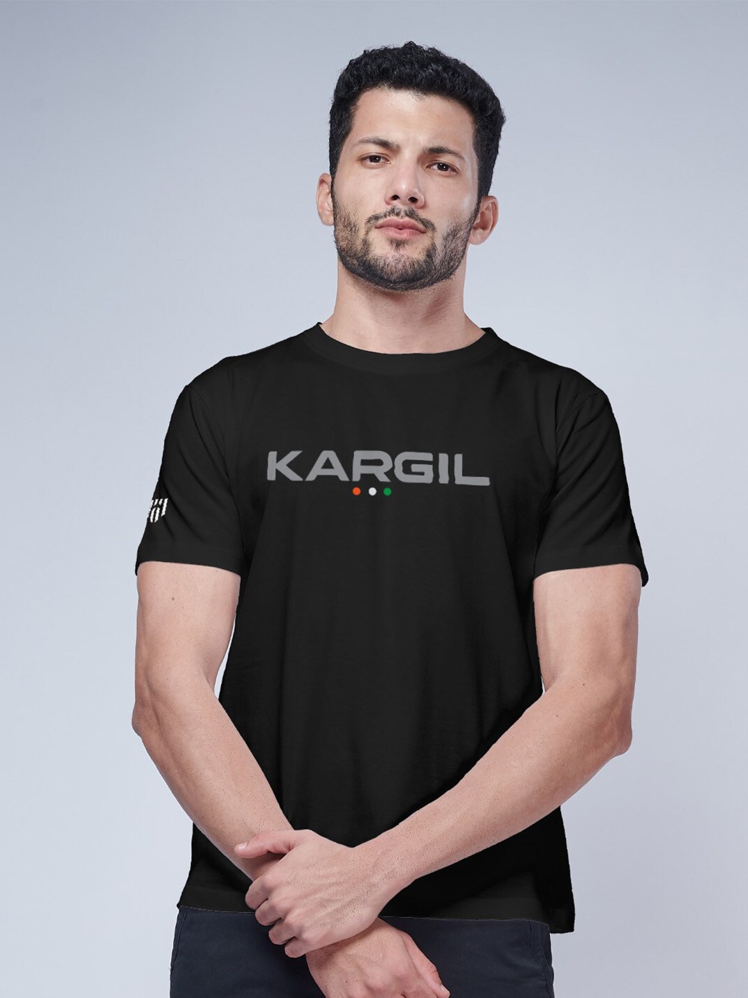 

Aero Armour Typography Printed Pure Cotton T-Shirt, Black