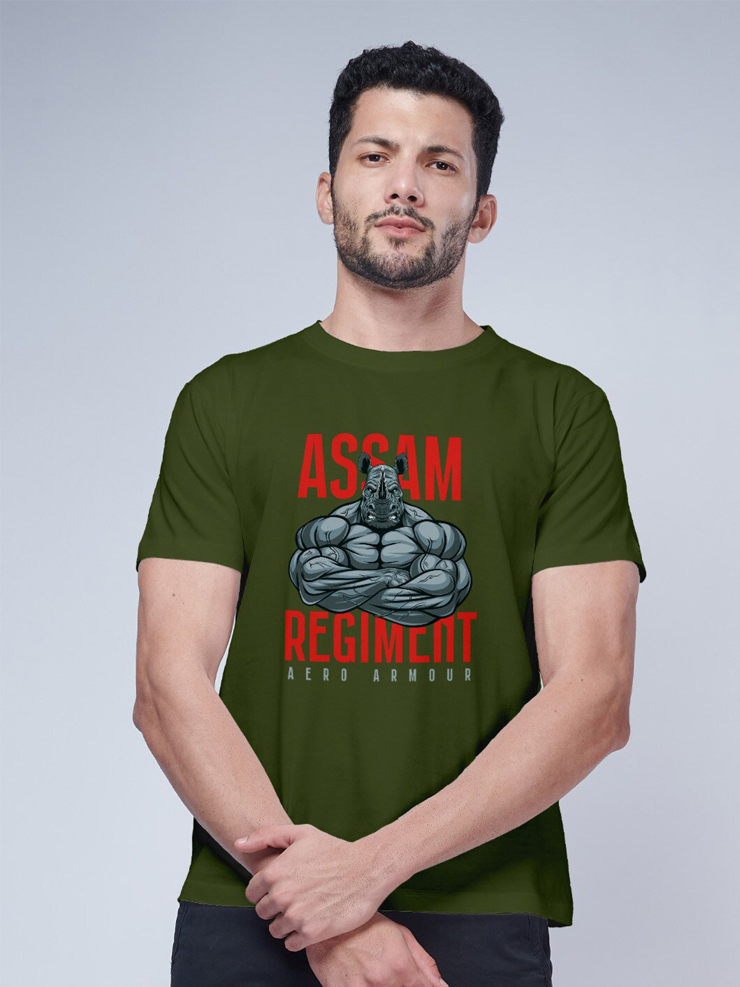 

Aero Armour Graphic Printed Pure Cotton T-Shirt, Olive