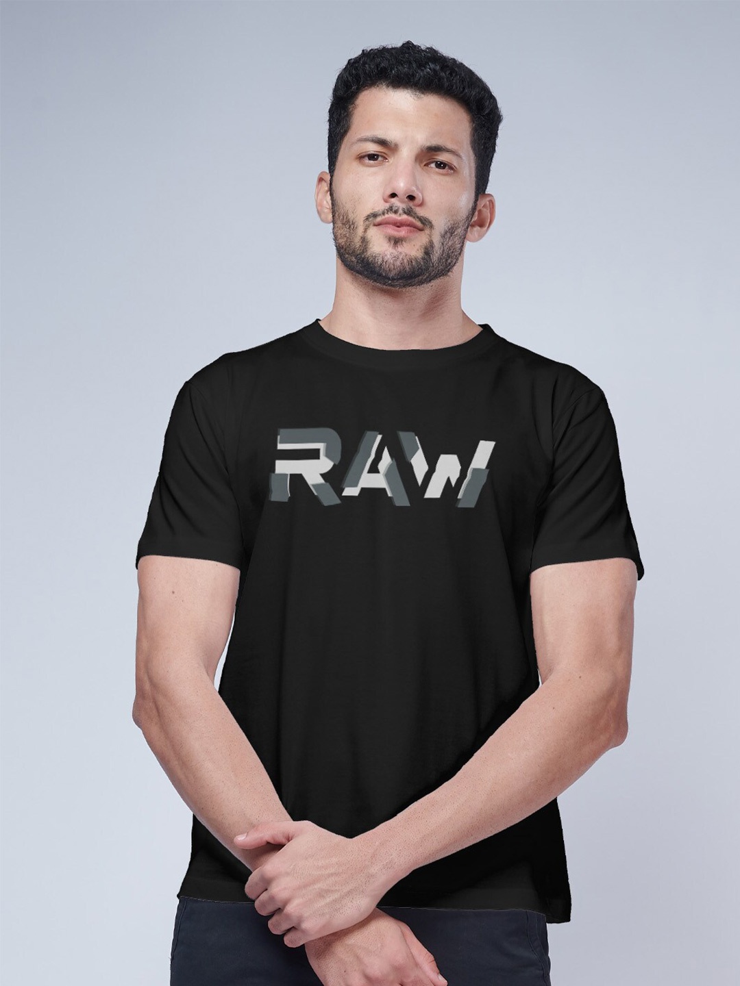 

Aero Armour Typography Printed Pure Cotton T-Shirt, Black