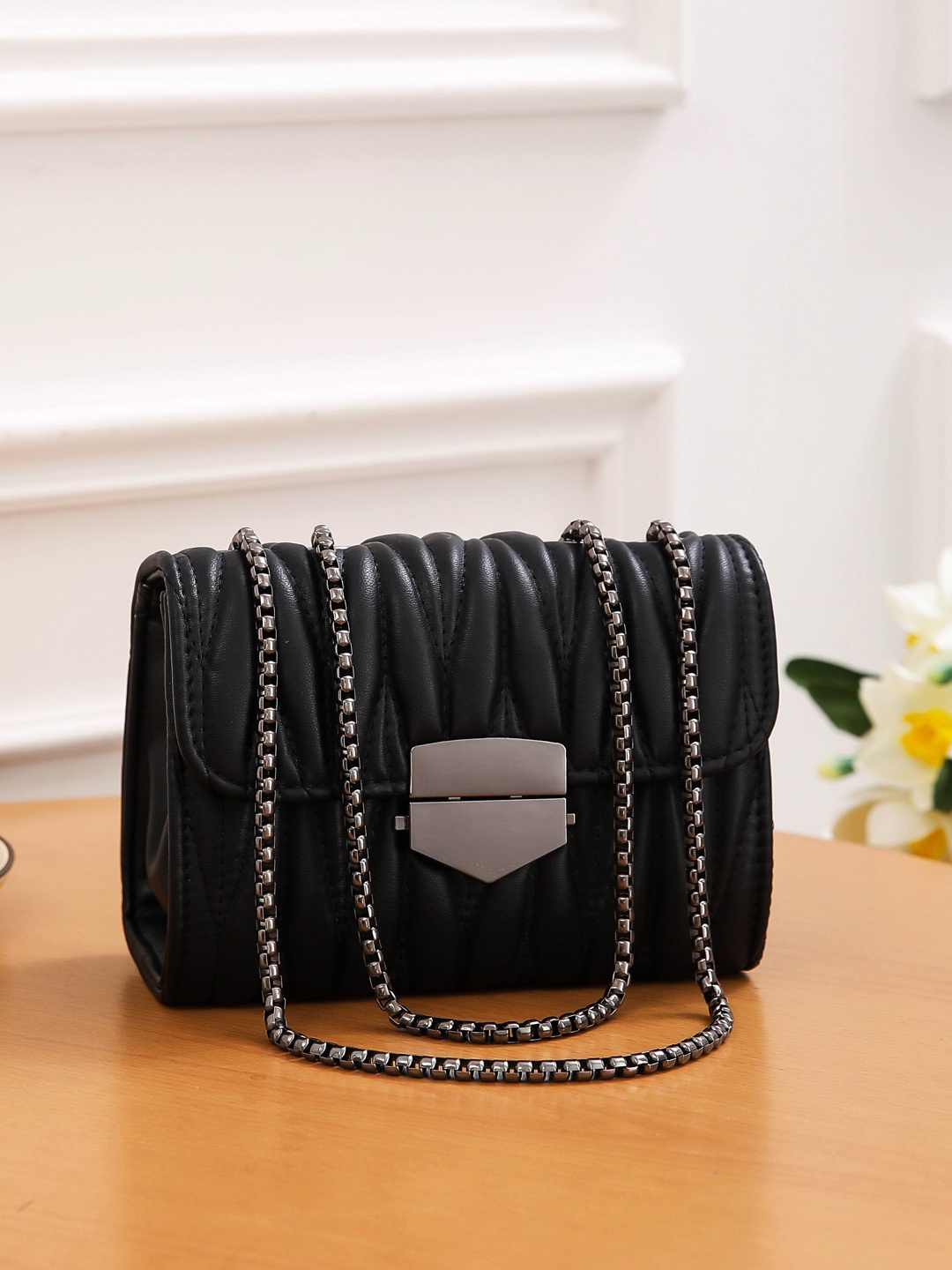 

Diva Dale PU Structured Sling Bag, Black