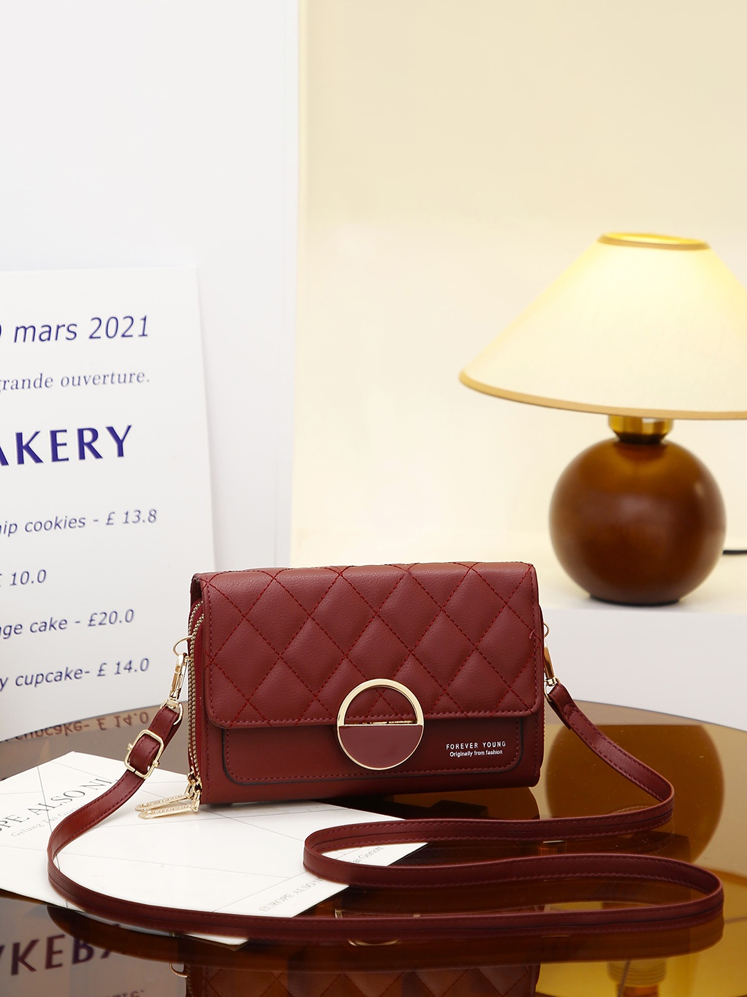 

Diva Dale Structured Sling Bag With Quilted, Maroon