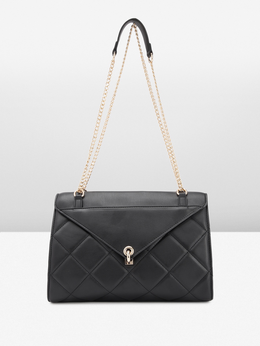 

bebe Solid Quilted Structured Shoulder Bag, Black