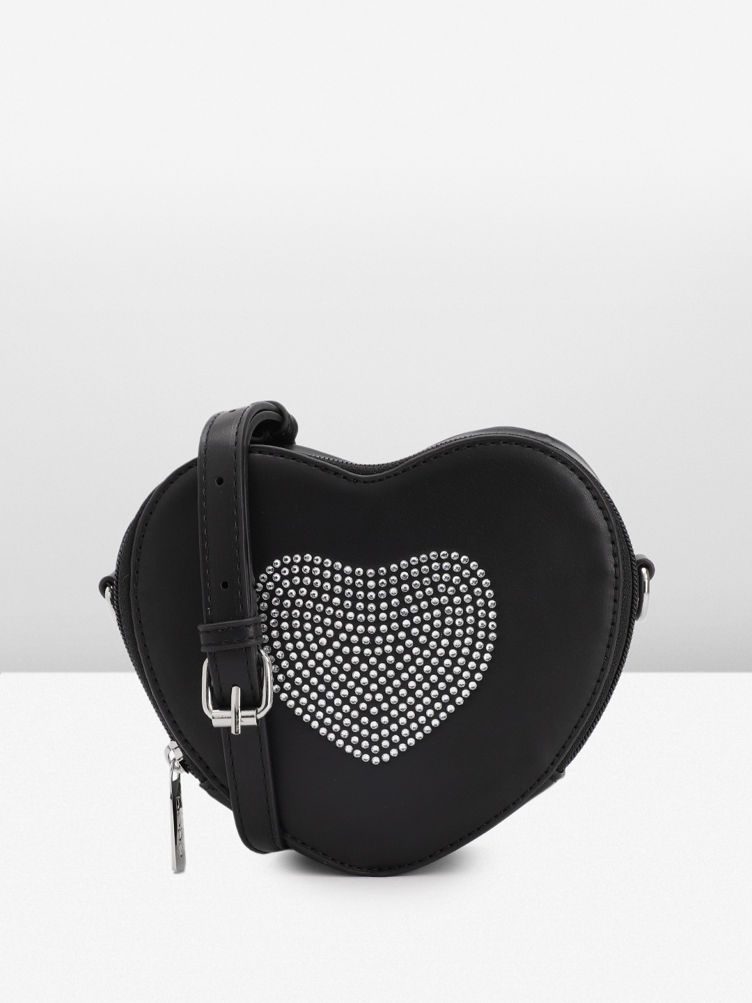 

bebe Heart Shape Embellished Sling Bag, Black