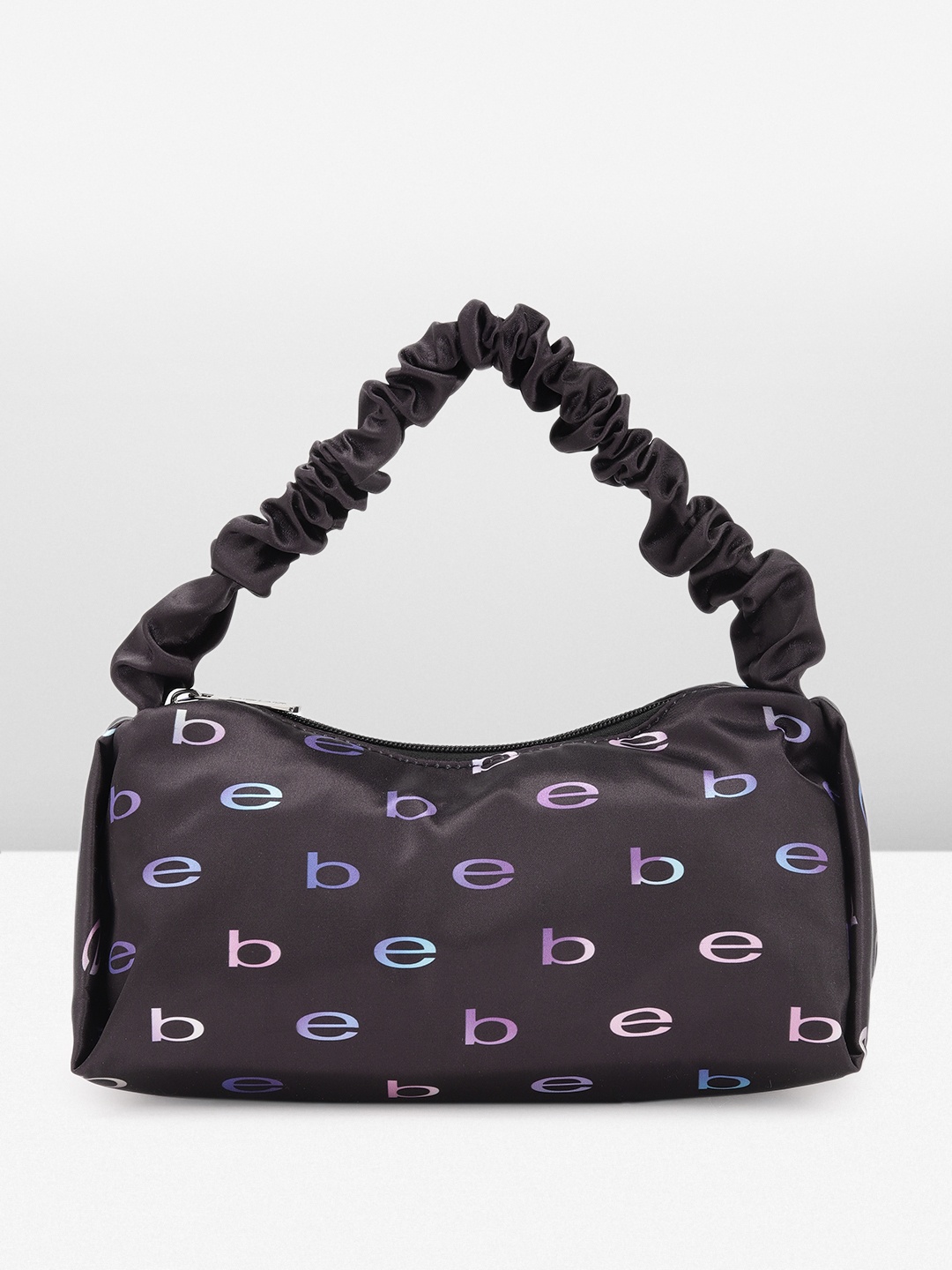 

bebe Brand Logo Printed Structured Handheld Bag, Black