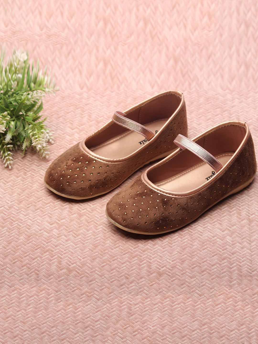 

BOYZ N GALZ Girls Embellished Slip-On Ballerinas, Brown
