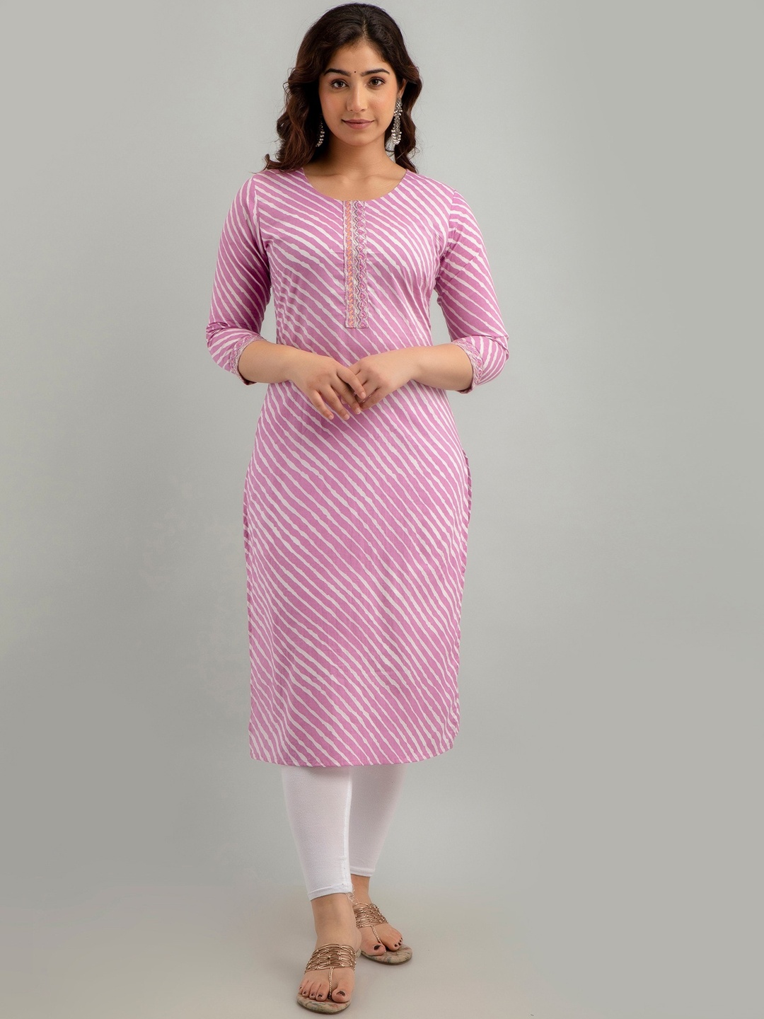 

Readiprint Fashions Leheriya Printed Cotton Straight Kurta, Purple