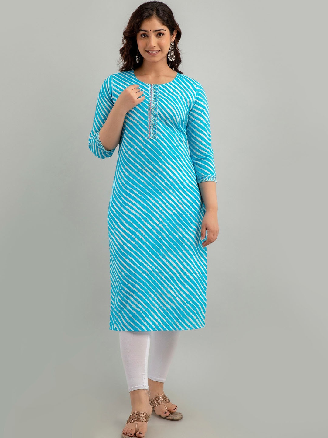 

Readiprint Fashions Leheriya Printed Cotton Straight Kurta, Blue