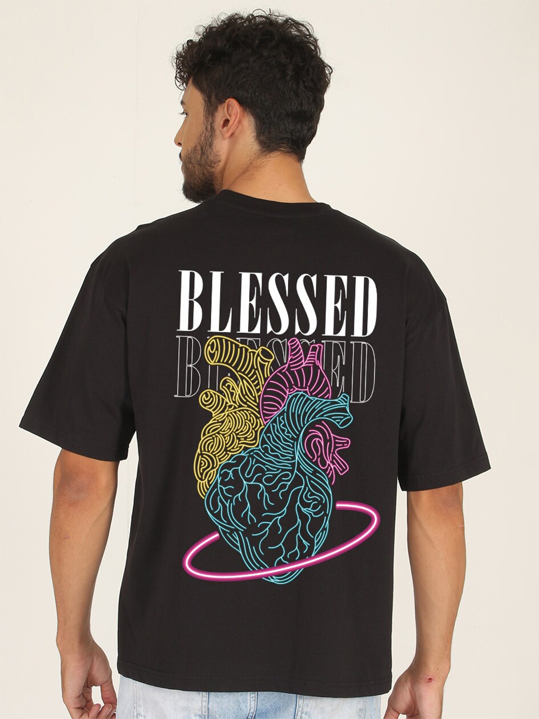 

Teeshut Graphic Printed Cotton Over Sized T-shirt, Black