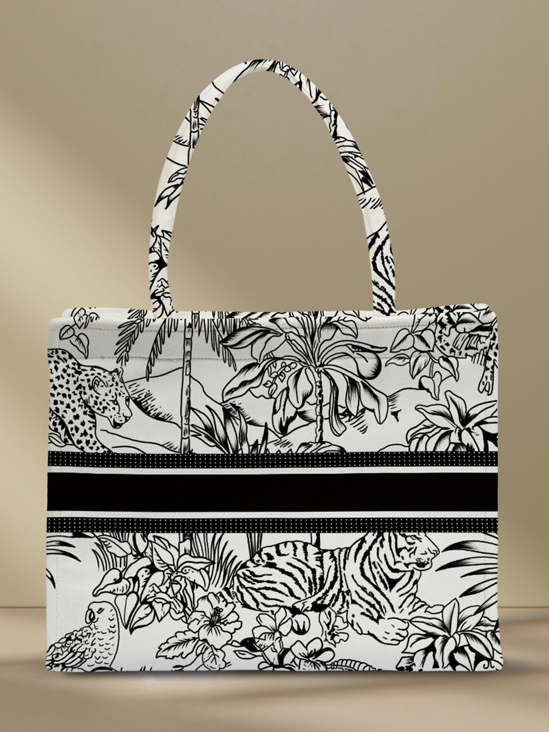 

Crazy Corner Floral Printed Shopper Canvas Handheld Bag, White