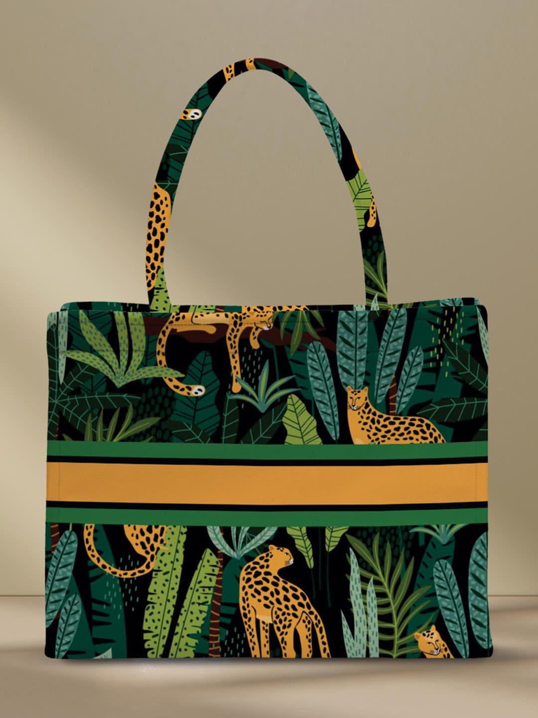

Crazy Corner Graphic Printed Water Resistant Structured Tote Bag, Green