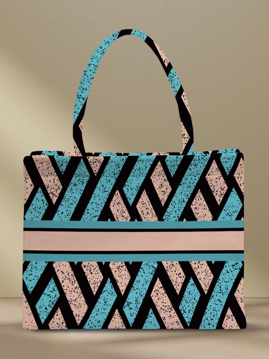 

Crazy Corner Printed Structured Canvas Handheld Bag, Black