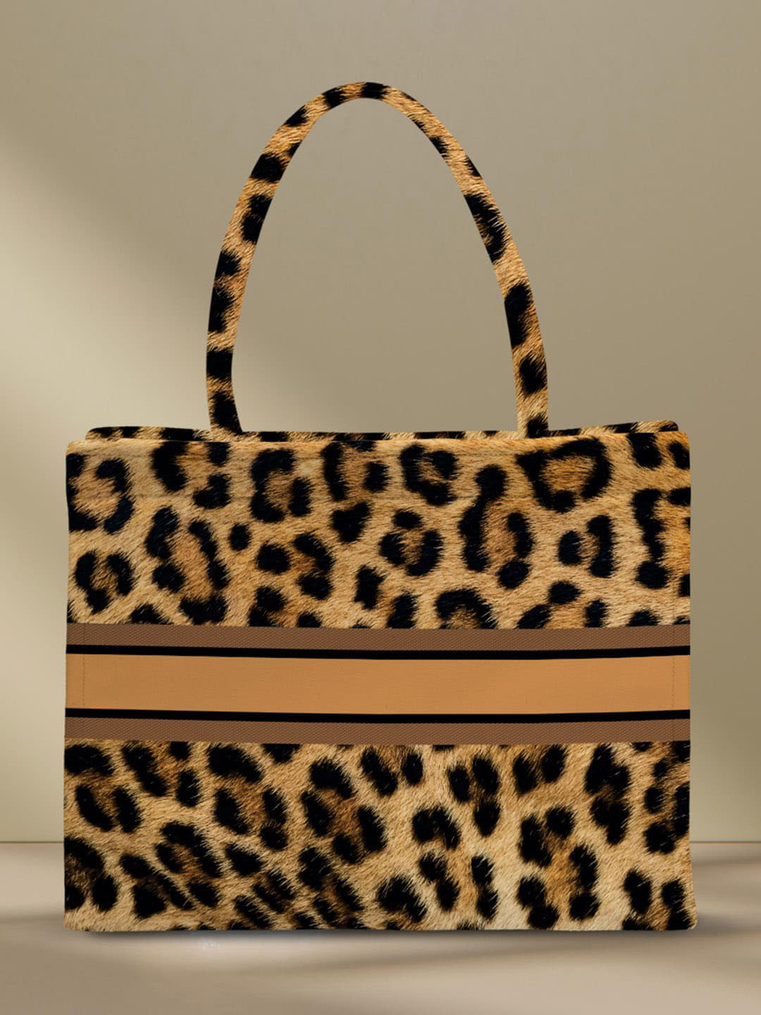 

Crazy Corner Animal Printed Structured Canvas Handheld Bag, Brown